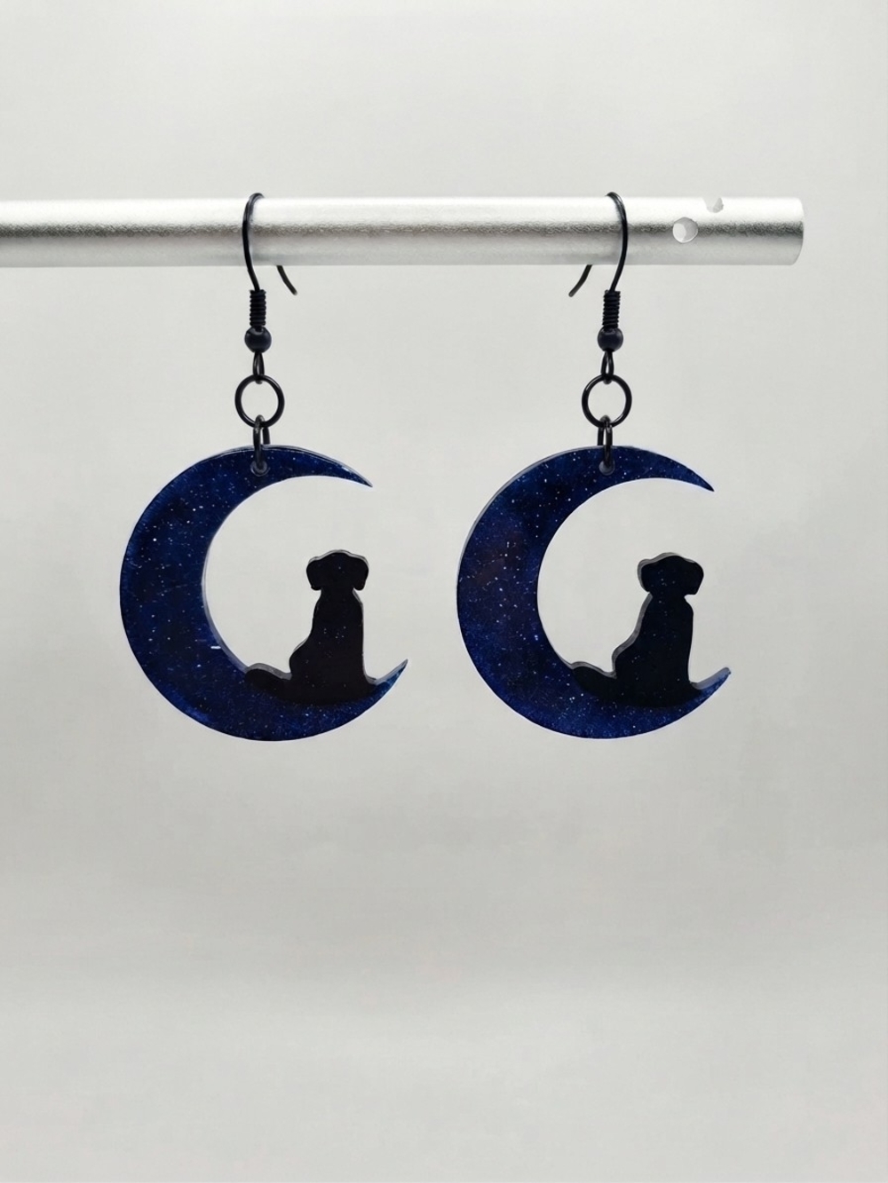 NEW Handmade Blue Crescent Moon Dog Earrings (0349)